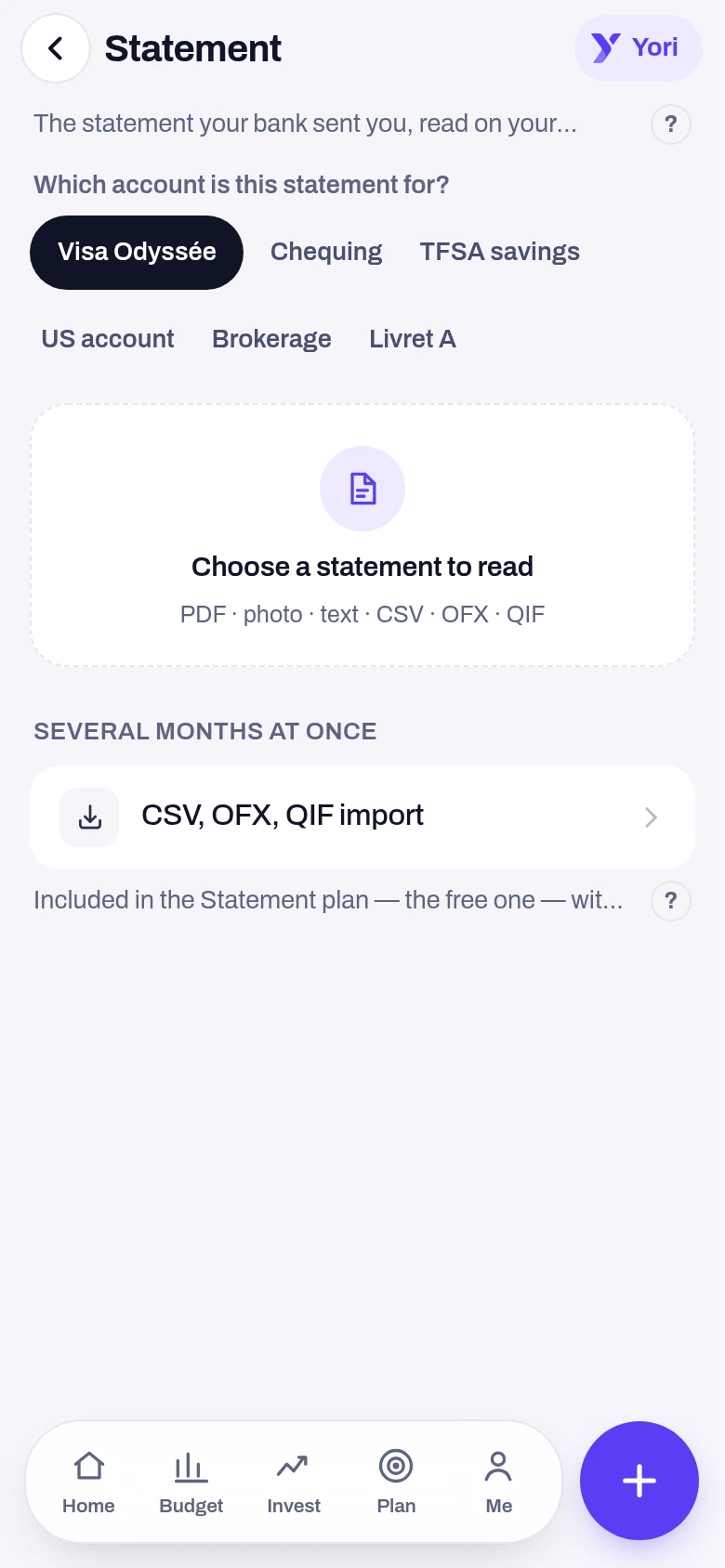 The month's statement — a screen from the Yoseri app